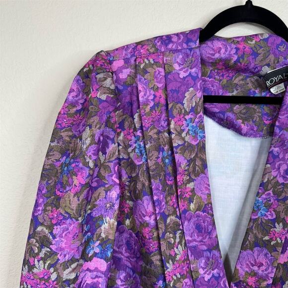 Royal Design Women's Plus Size 22 Purple Floral Vintage Blazer‎ - Picture 3 of 12